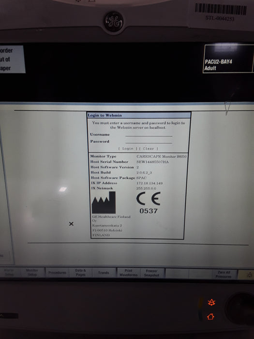 GE Healthcare Carescape B650 Patient Monitor