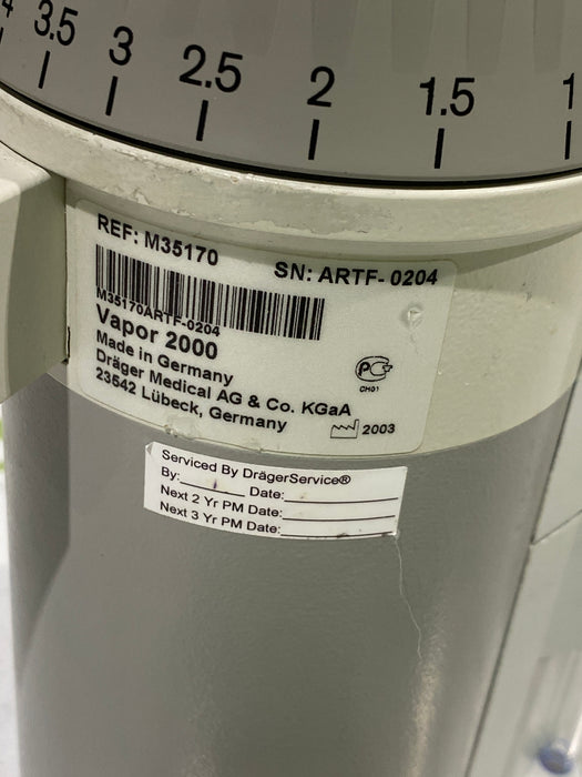 Draeger Medical Vapor 2000 Sevoflurane Vaporizer