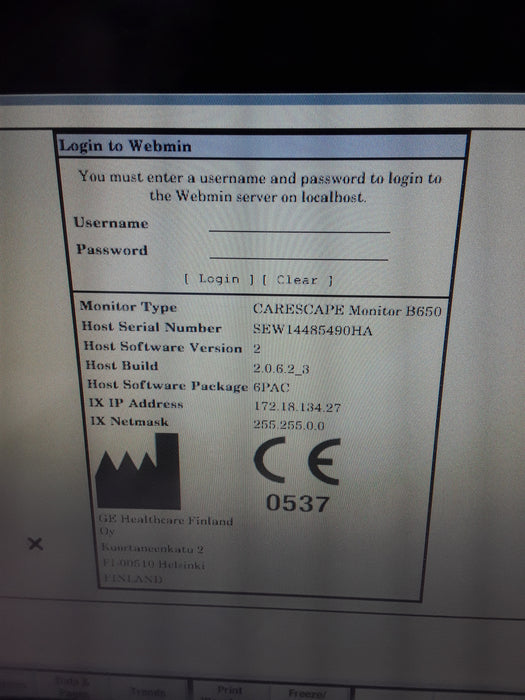 GE Healthcare Carescape B650 Post Anesthesia Care Patient Monitor