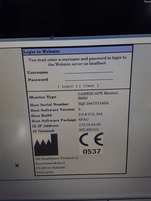 GE Healthcare Carescape B650 Post Anesthesia Care Patient Monitor