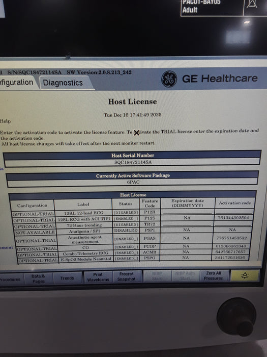 GE Healthcare Carescape B650 Post Anesthesia Care Patient Monitor