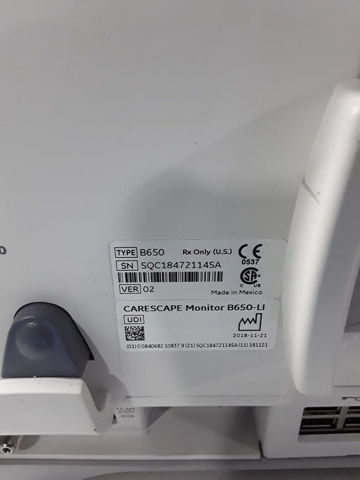 GE Healthcare Carescape B650 Post Anesthesia Care Patient Monitor