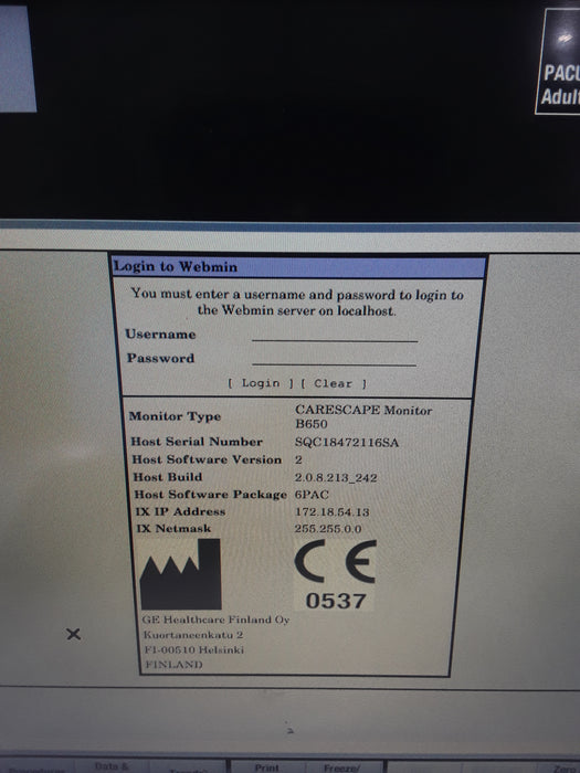 GE Healthcare Carescape B650 Post Anesthesia Care Patient Monitor