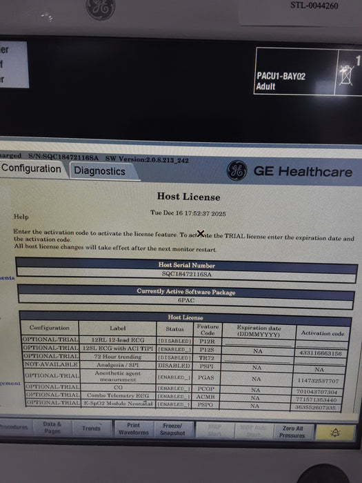 GE Healthcare Carescape B650 Post Anesthesia Care Patient Monitor