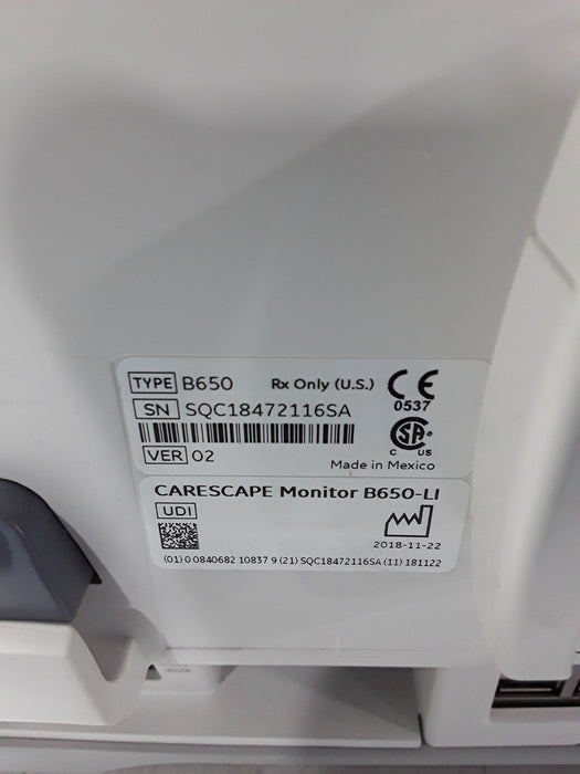 GE Healthcare Carescape B650 Post Anesthesia Care Patient Monitor