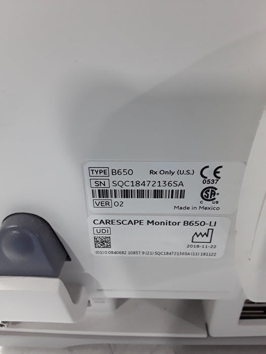 GE Healthcare Carescape B650 Post Anesthesia Care Patient Monitor