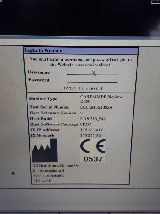 GE Healthcare Carescape B650 Post Anesthesia Care Patient Monitor