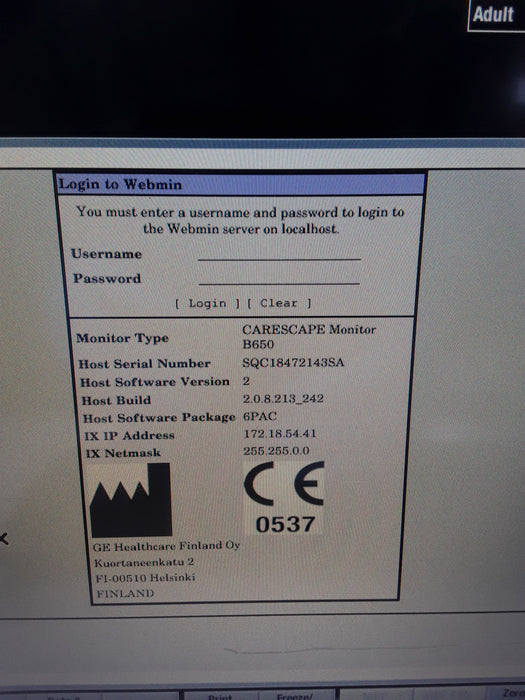 GE Healthcare Carescape B650 Post Anesthesia Care Patient Monitor