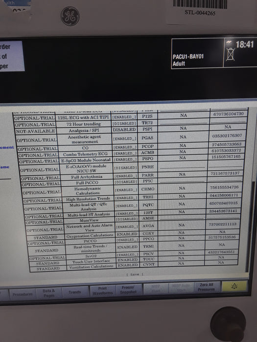 GE Healthcare Carescape B650 Post Anesthesia Care Patient Monitor
