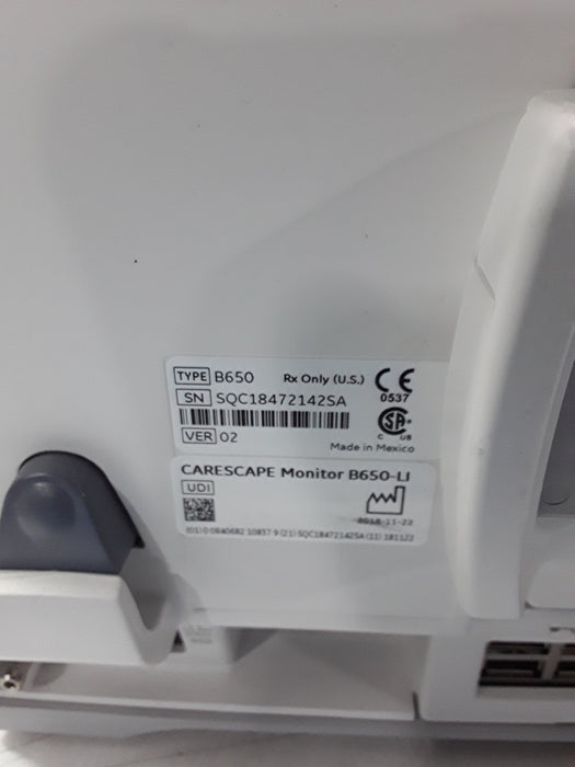 GE Healthcare Carescape B650 Post Anesthesia Care Patient Monitor