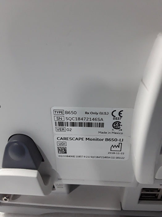 GE Healthcare Carescape B650 Patient Monitor