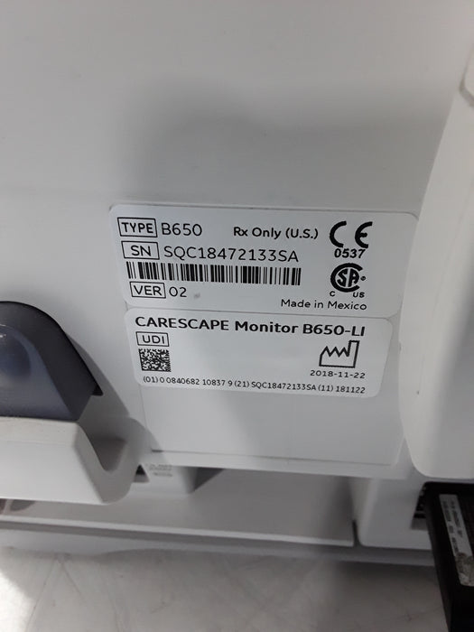 GE Healthcare Carescape B650 Post Anesthesia Care Patient Monitor