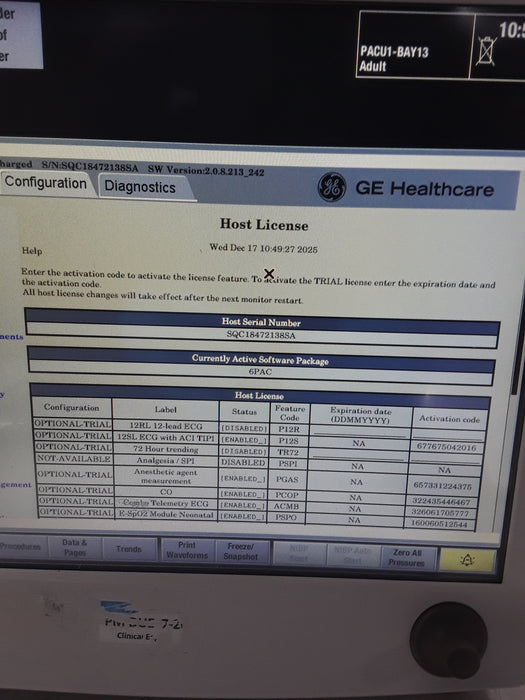 GE Healthcare Carescape B650 Post Anesthesia Care Patient Monitor