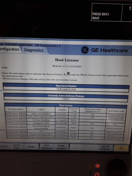 GE Healthcare Carescape B650 Post Anesthesia Care Patient Monitor
