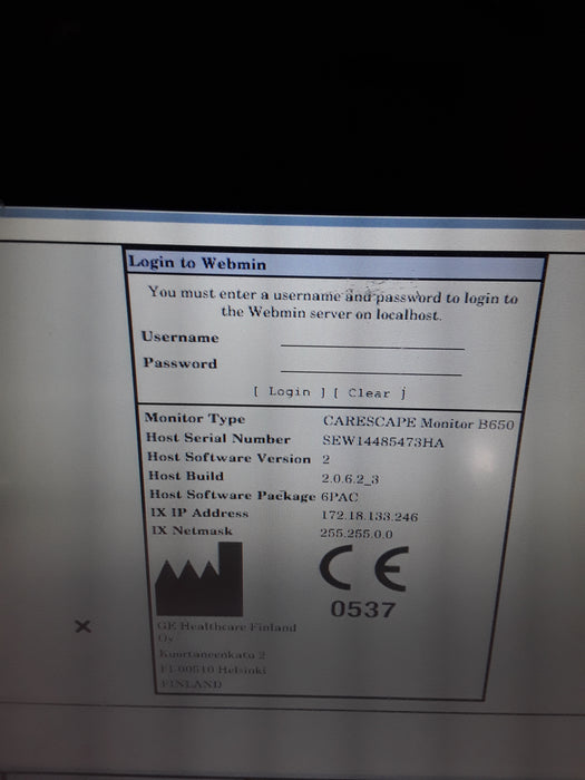 GE Healthcare Carescape B650 Post Anesthesia Care Patient Monitor