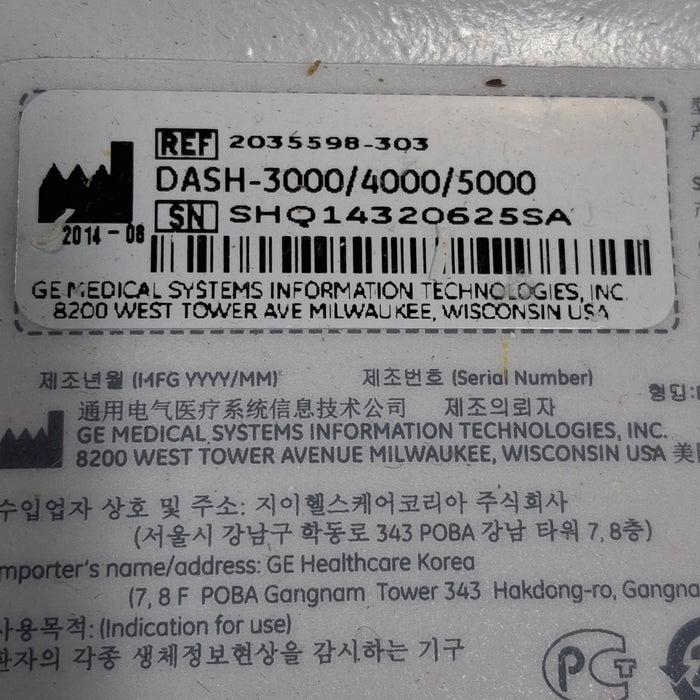 GE Healthcare Dash 5000 - GE/Nellcor SpO2 Patient Monitor