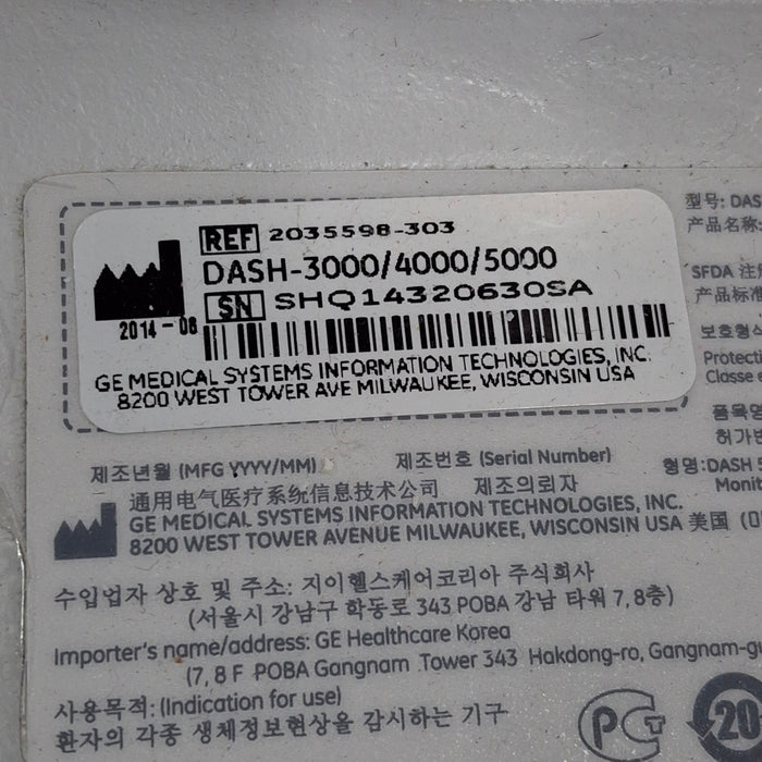 GE Healthcare Dash 5000 - GE/Nellcor SpO2 Patient Monitor