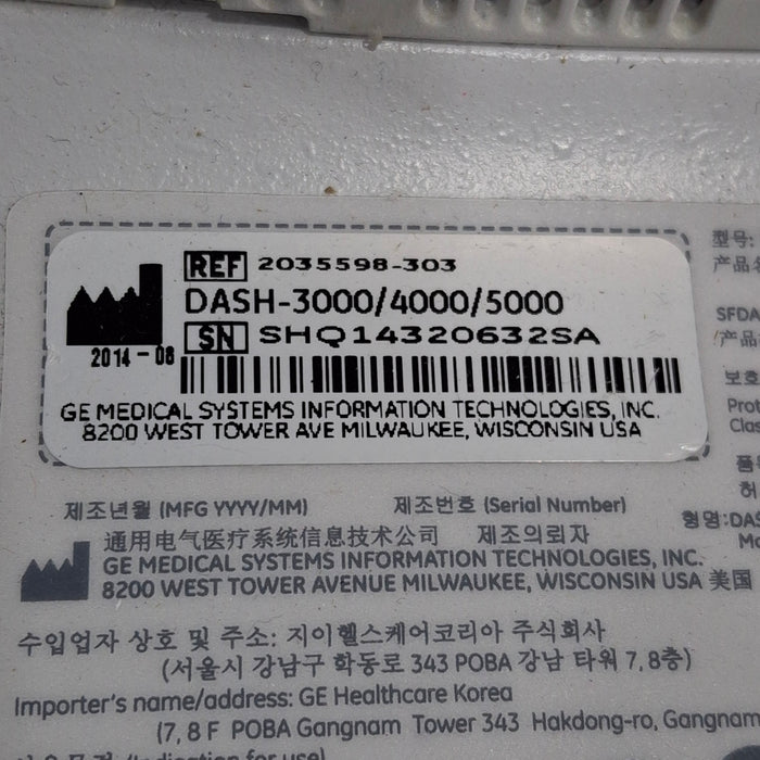 GE Healthcare Dash 5000 - GE/Nellcor SpO2 Patient Monitor