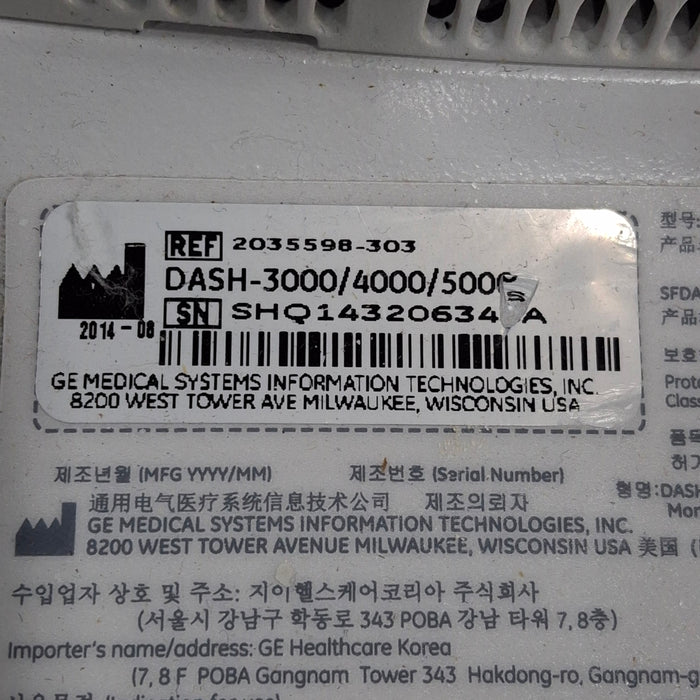 GE Healthcare Dash 5000 - GE/Nellcor SpO2 Patient Monitor