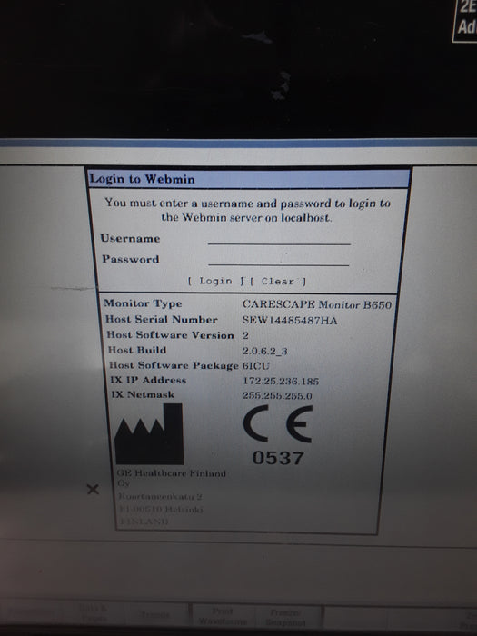 GE Healthcare Carescape B650 Critical Care Patient Monitor
