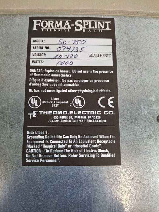 Thermo-Electric Forma-Splint 750 Water Bath