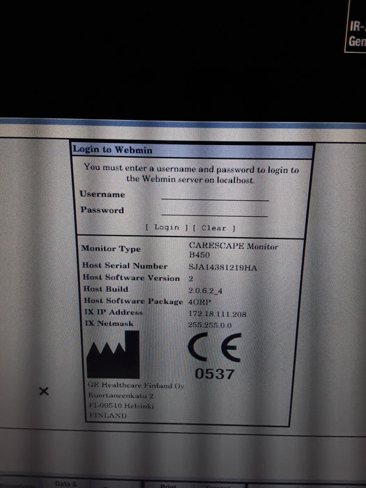 GE Healthcare Carescape B450 Anesthesia Care Patient Monitor