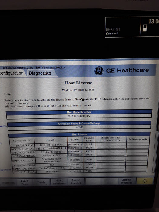 GE Healthcare Carescape B450 Anesthesia Care Patient Monitor