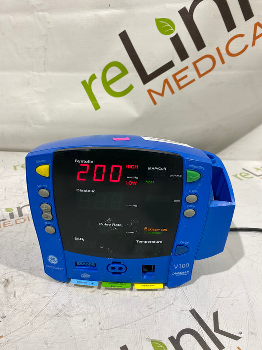 GE Healthcare Dinamap V100 - NIBP, SpO2, Temp Vital Signs Monitor