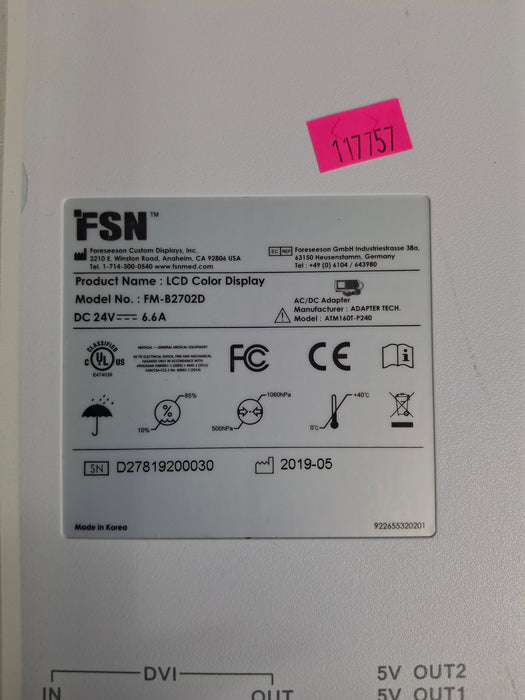 FSN Medical Technologies FM-B2702D LCD Color Display