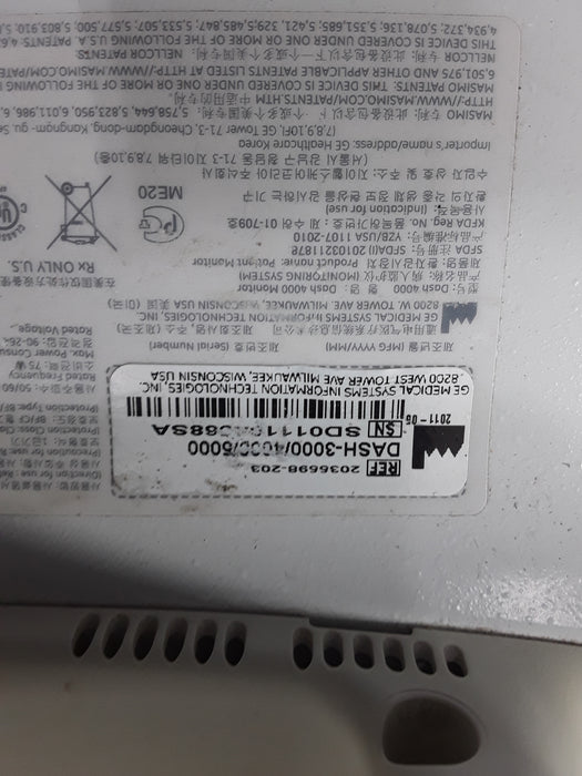 GE Healthcare Dash 4000 - GE/Nellcor SpO2 Patient Monitor