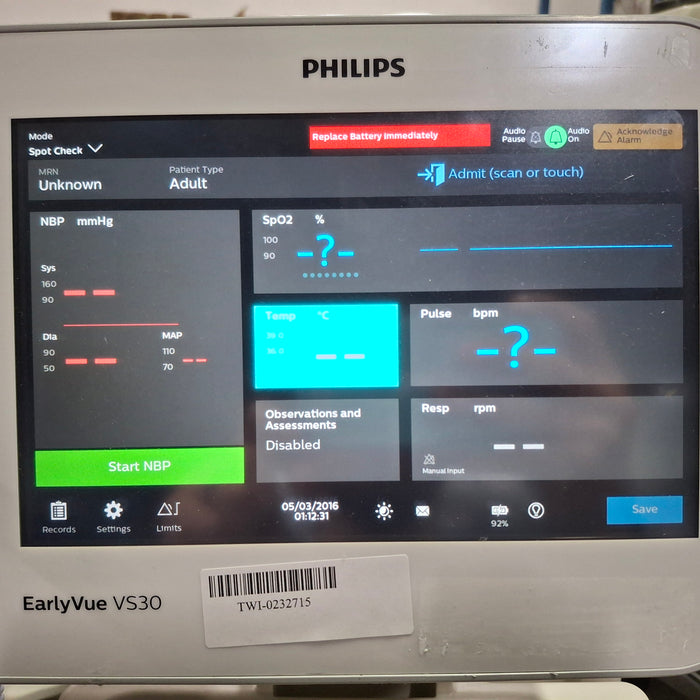 Philips EarlyVue VS30 Vital Signs Monitor