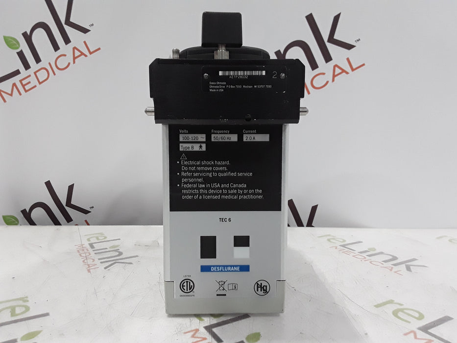 Datex-Ohmeda Tec 6 Plus Desflurane Vaporizer