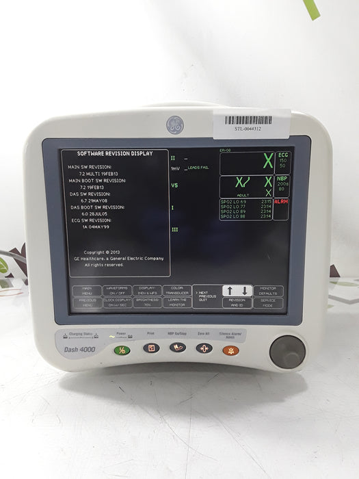 GE Healthcare Dash 4000 - Masimo SpO2 Patient Monitor