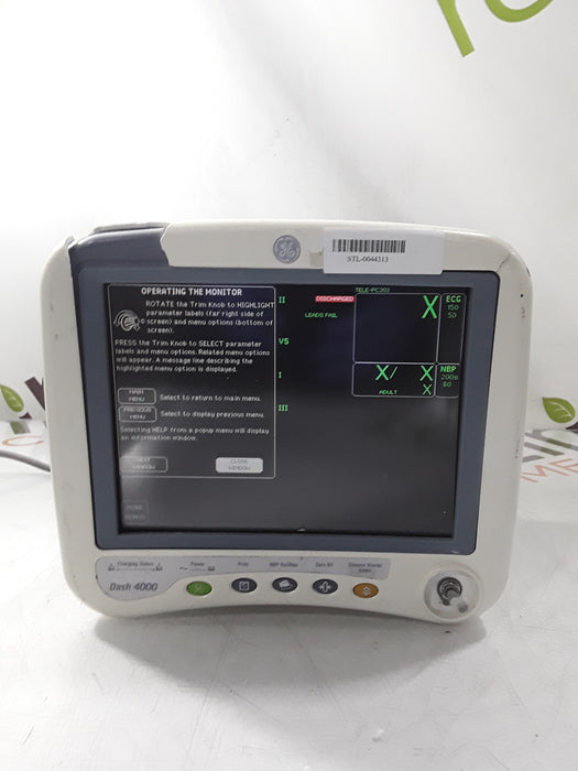GE Healthcare Dash 4000 - GE/Nellcor SpO2 Patient Monitor