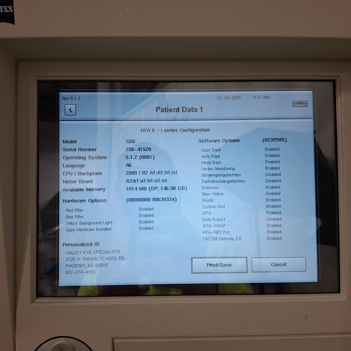 Carl Zeiss 750i Humphrey Field Analyzer