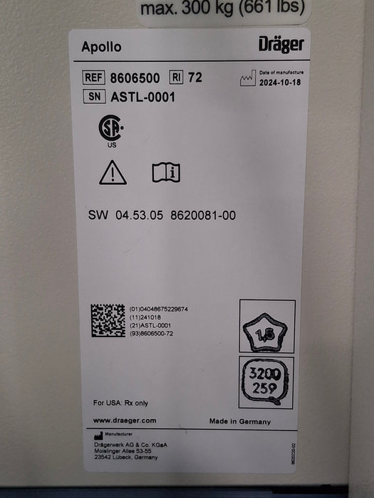 Draeger Medical Apollo Anesthesia System