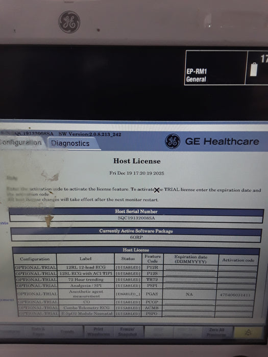 GE Healthcare Carescape B650 Anesthesia Care Patient Monitor