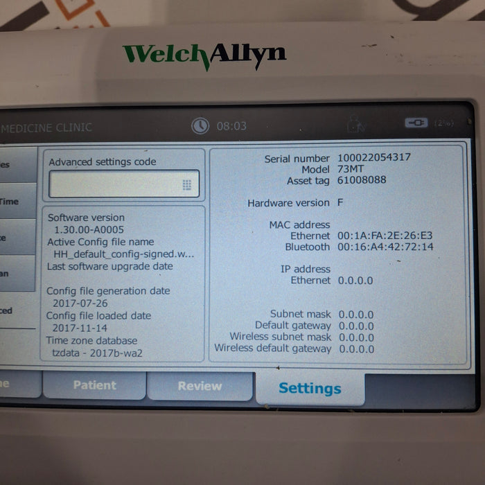 Welch Allyn Connex 73MT Spot Bluetooth - Masimo SpO2, SureTemp Monitor