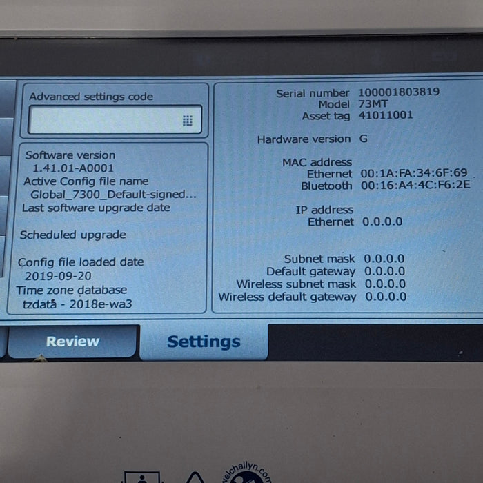 Welch Allyn Connex 73MT Spot Bluetooth - Masimo SpO2, SureTemp Monitor