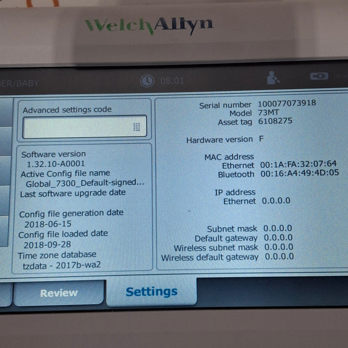 Welch Allyn Connex 73MT Spot Bluetooth - Masimo SpO2, SureTemp Monitor