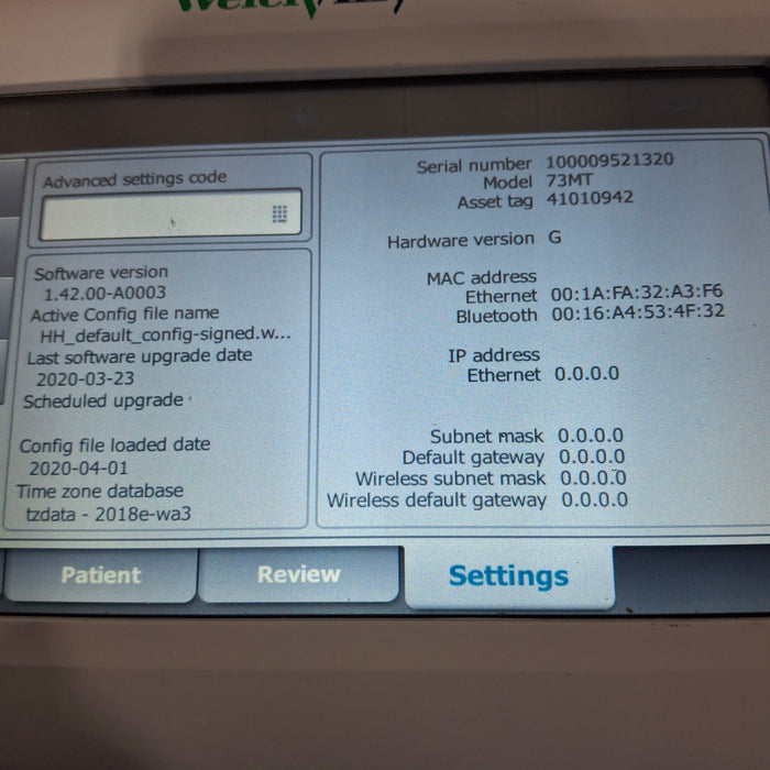 Welch Allyn Connex 73MT Spot Bluetooth - Masimo SpO2, SureTemp Monitor