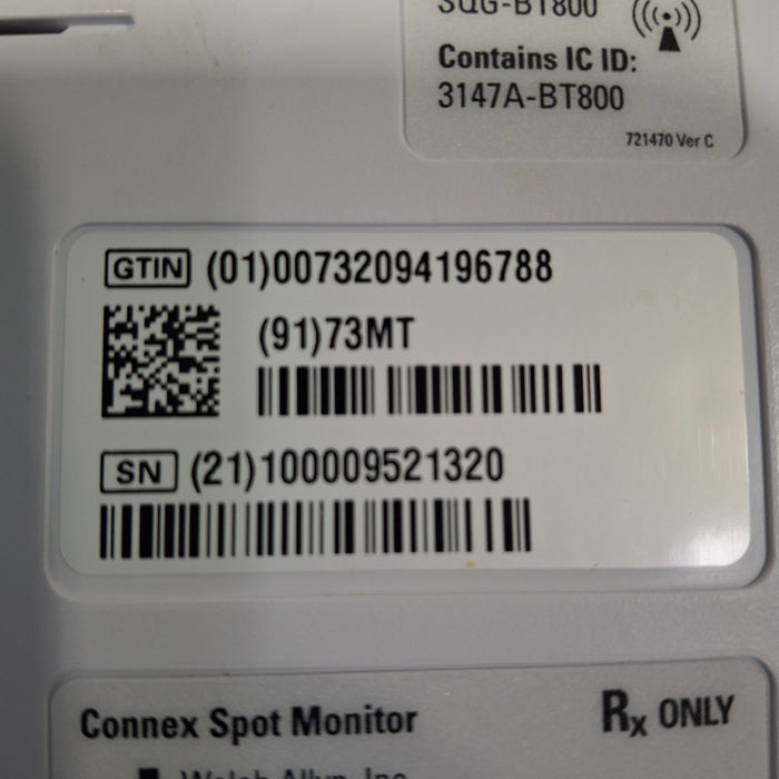 Welch Allyn Connex 73MT Spot Bluetooth - Masimo SpO2, SureTemp Monitor