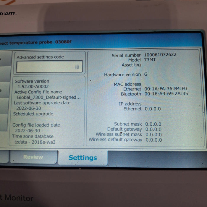 Welch Allyn Connex 73MT Spot Bluetooth - Masimo SpO2, SureTemp Monitor
