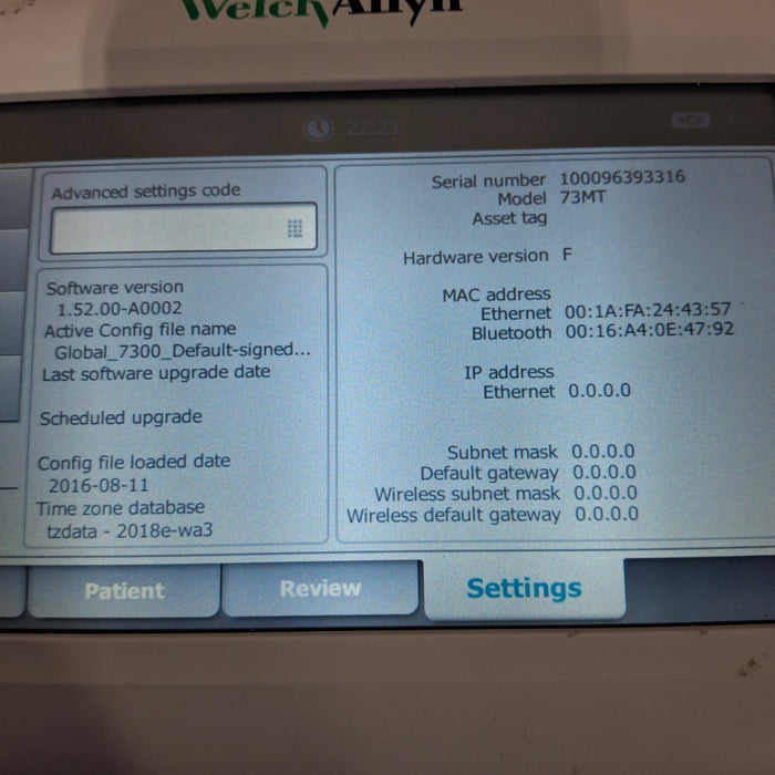 Welch Allyn Connex 73MT Spot Bluetooth - Masimo SpO2, SureTemp Monitor