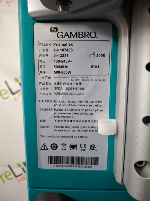 Gambro Prismaflex Dialysis Machine