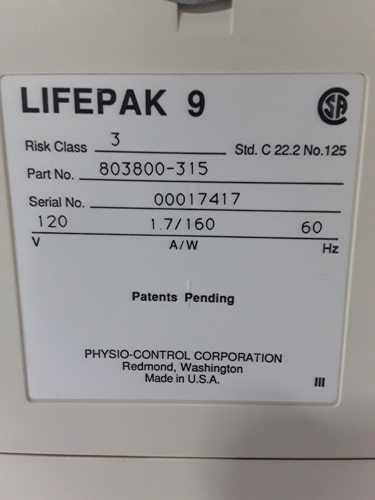 Physio-Control LifePak 9 Defibrillator