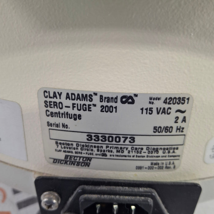 Clay Adams Sero-Fuge 2001 Centrifuge