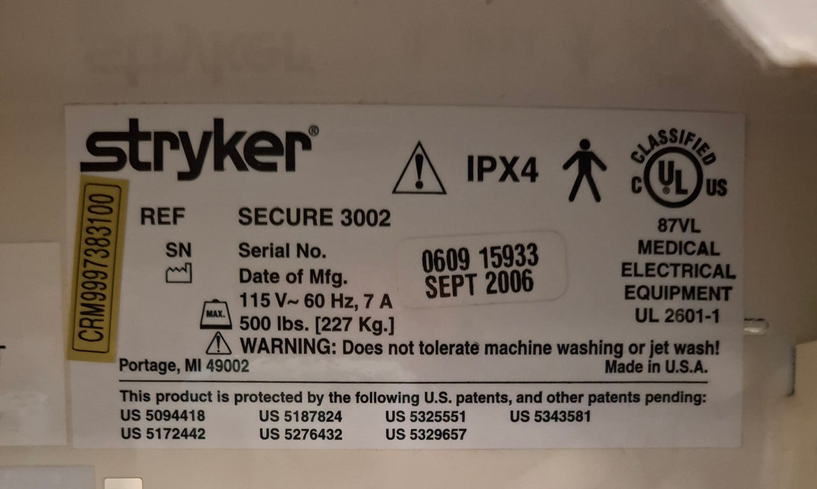 Stryker Secure II 3002 Hospital Bed