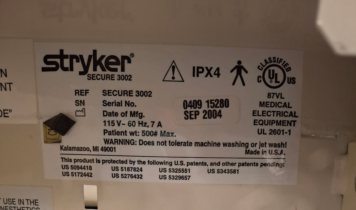 Stryker Secure II 3002 Hospital Bed