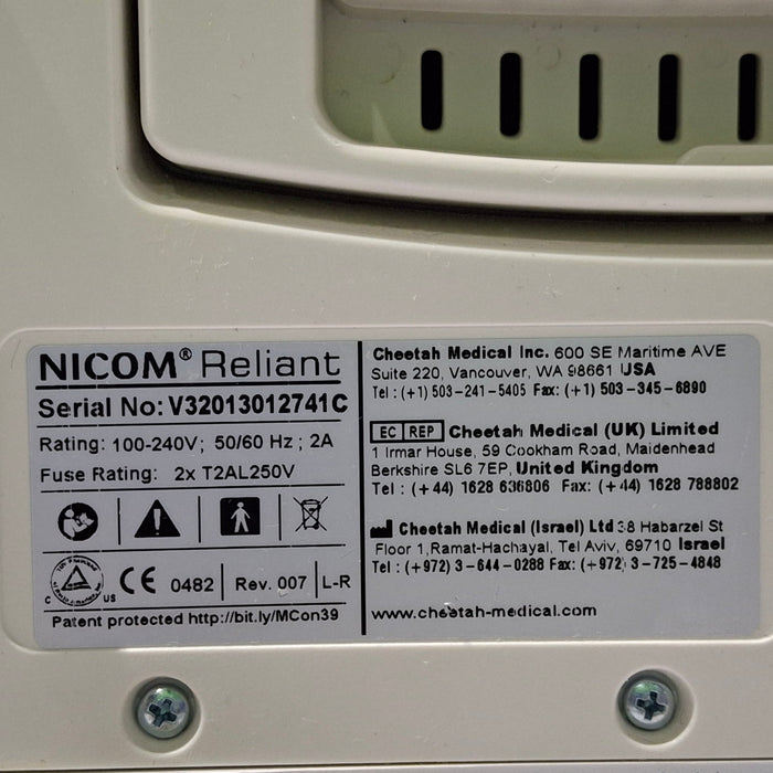 Cheetah Medical, Inc. NICOM Reliant Hemodynamic Patient Monitor